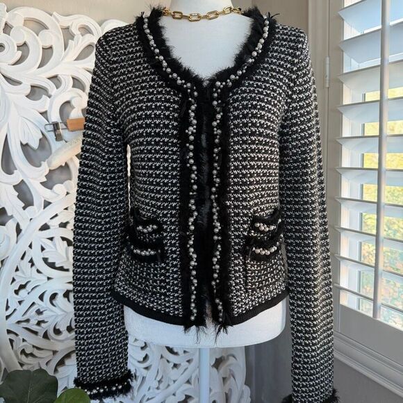 White House Black Market Sweaters - WHBM Beaded Knit Cardigan